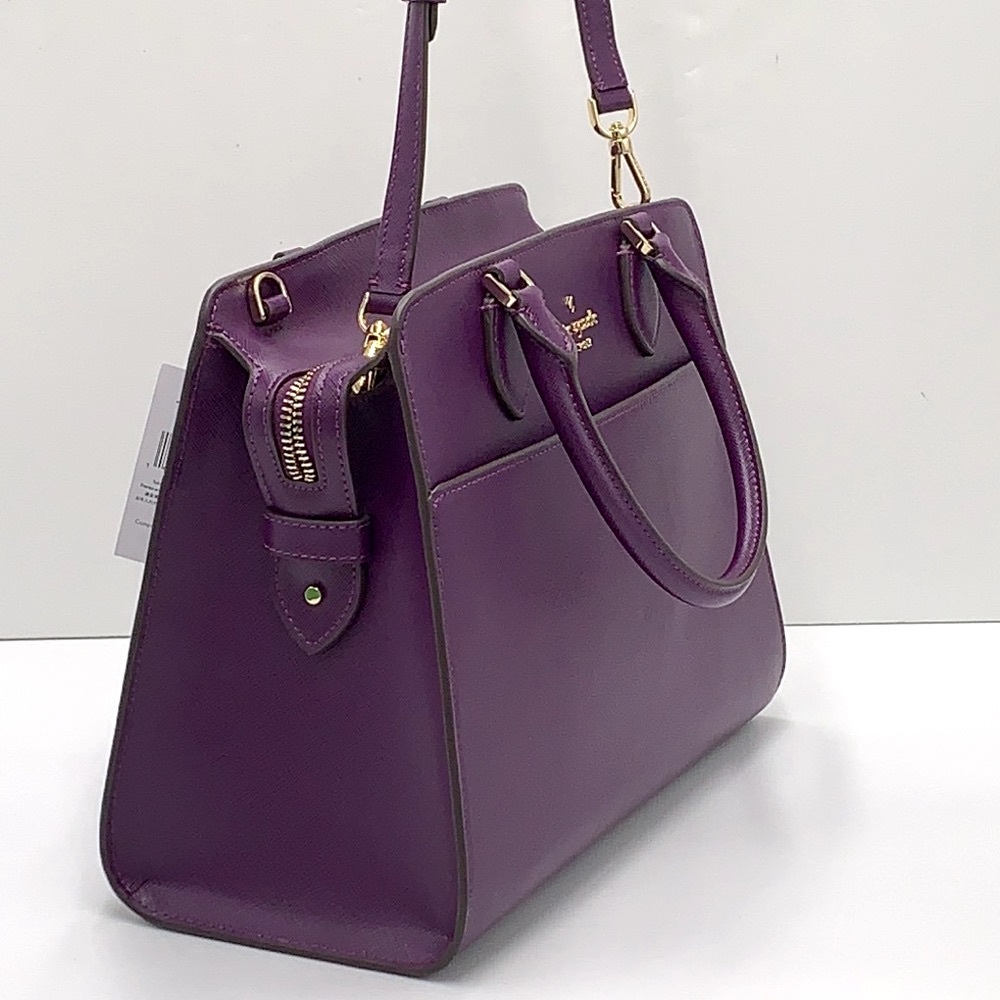 KATE SPADE Madison Saffiano Leather Medium Satchel RIPE PLUM COLOR - Picture 5 of 13